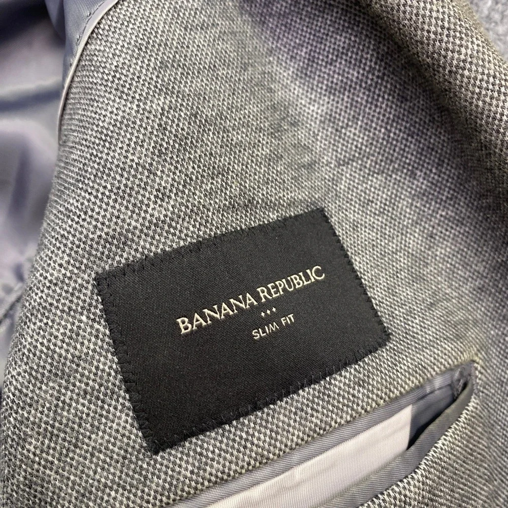 Banana Republic Mens 42R Slim Fit Grey Cotton Blazer Sport Coat 359401-00 Preppy